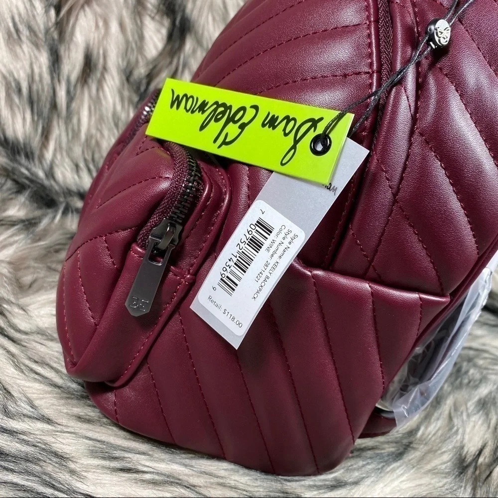 KEELY Chevron Quilted Mini Backpack Wine